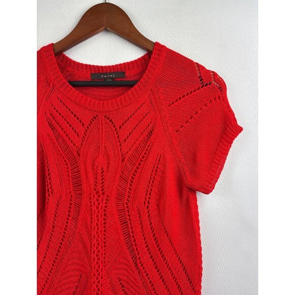 Women’s Fever Size Small Red Knit Short Sleeve Shirt - Picture 2 of 6